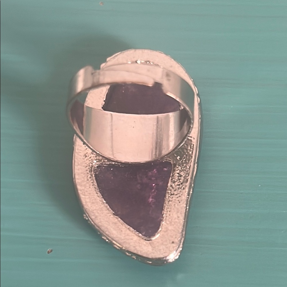 Artisan Silver Tone Statement Ring With Cabochon … - image 4